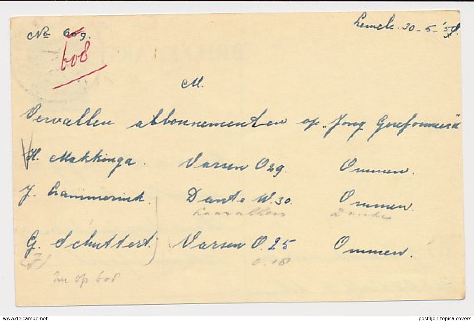 Briefkaart G. 323 Lemelerveld - Amersfoort 1959 - Entiers Postaux