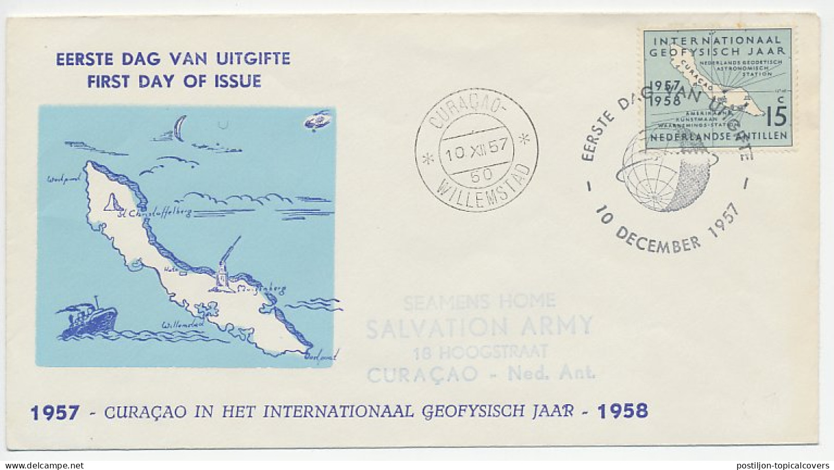 Cover / Postmark Netherlands Antilles 1957 International Geophysical Year - Sterrenkunde