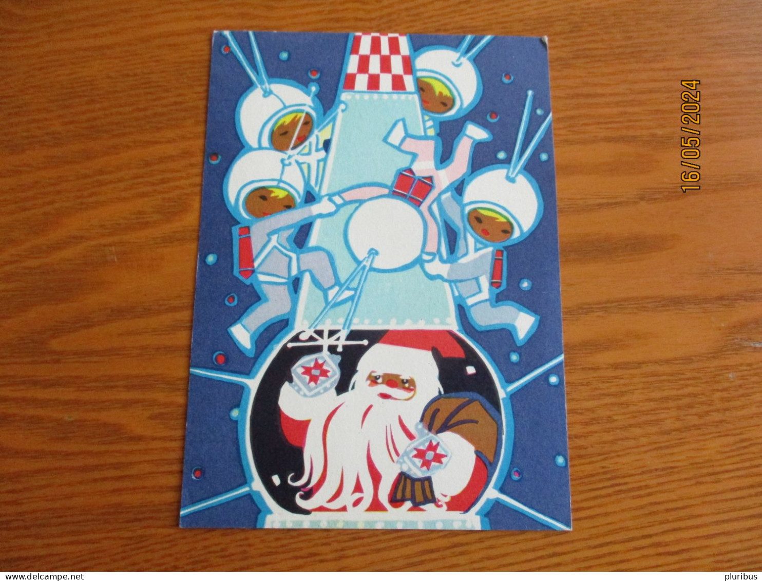 USSR RUSSIA ESTONIA SPACE COSMONAUTS SANTA CLAUS IN ROCKET ,  ARTIST FUKS 1974 - Nouvel An