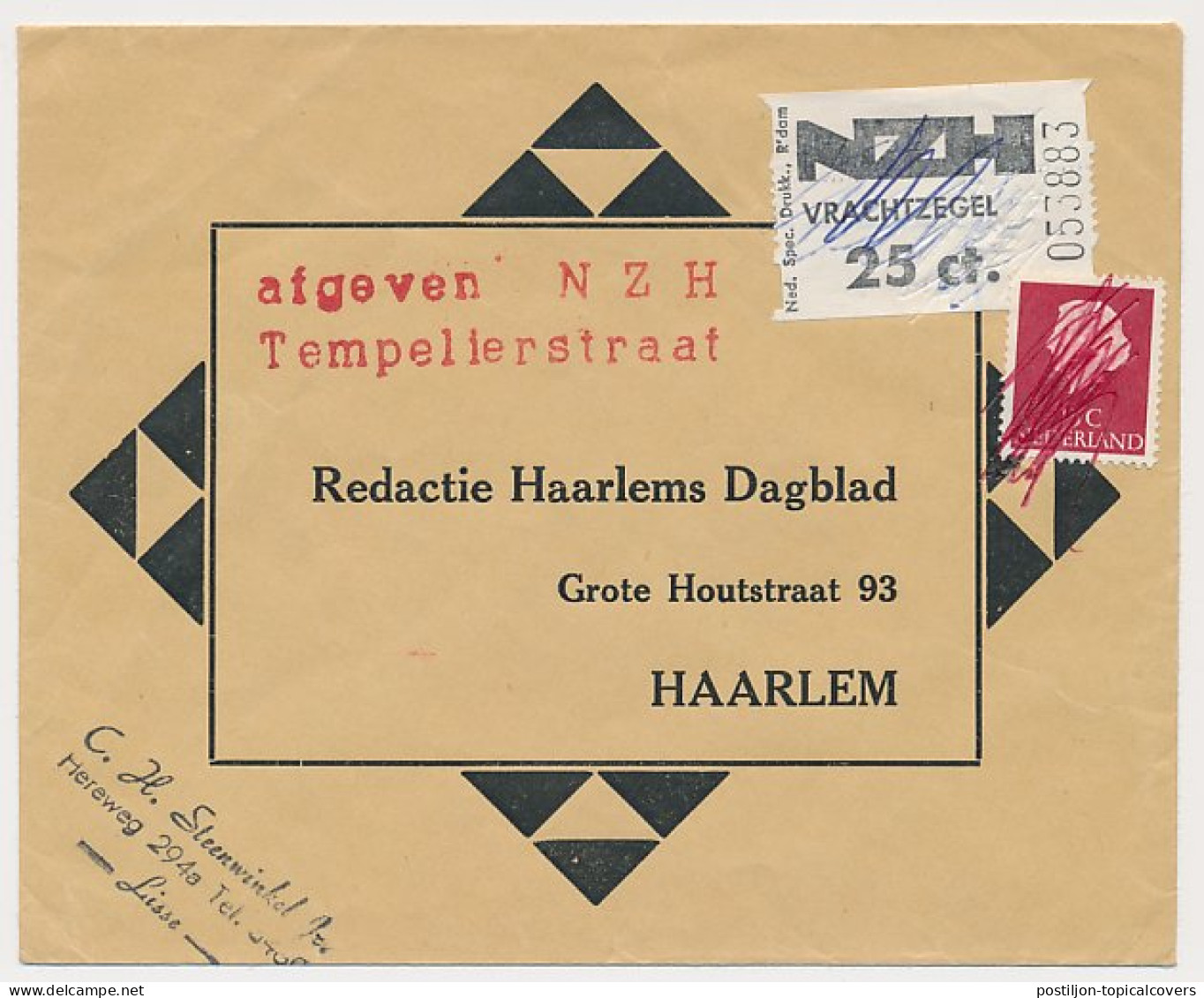 Lisse - Haarlem - Vrachtzegel NZH 25 Ct. - Zonder Classificatie