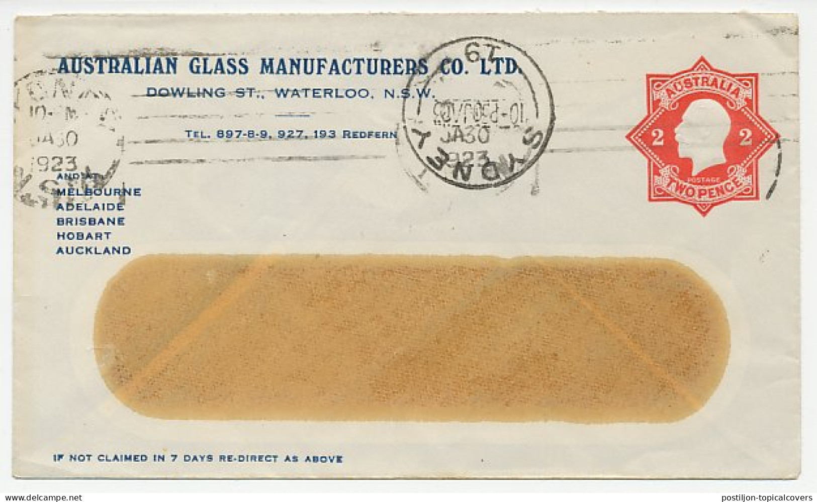 Postal Stationery Australia 1923 Glass Manufacturers - Other & Unclassified