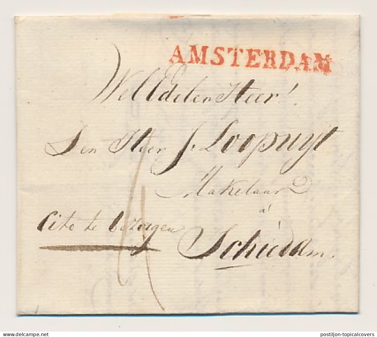 AMSTERDAM - Schiedam 1817 - Interessante Tekst A.z. - Cito - ...-1852 Voorlopers