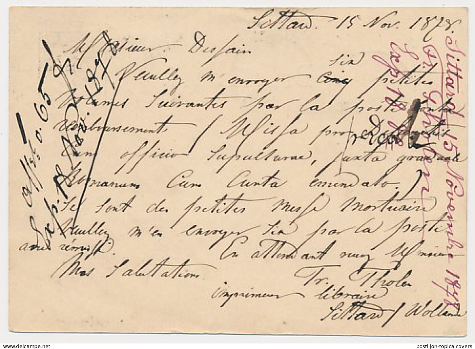 Briefkaart G. 14 / Bijfrankering Sittard - Belgie 1878 - Entiers Postaux