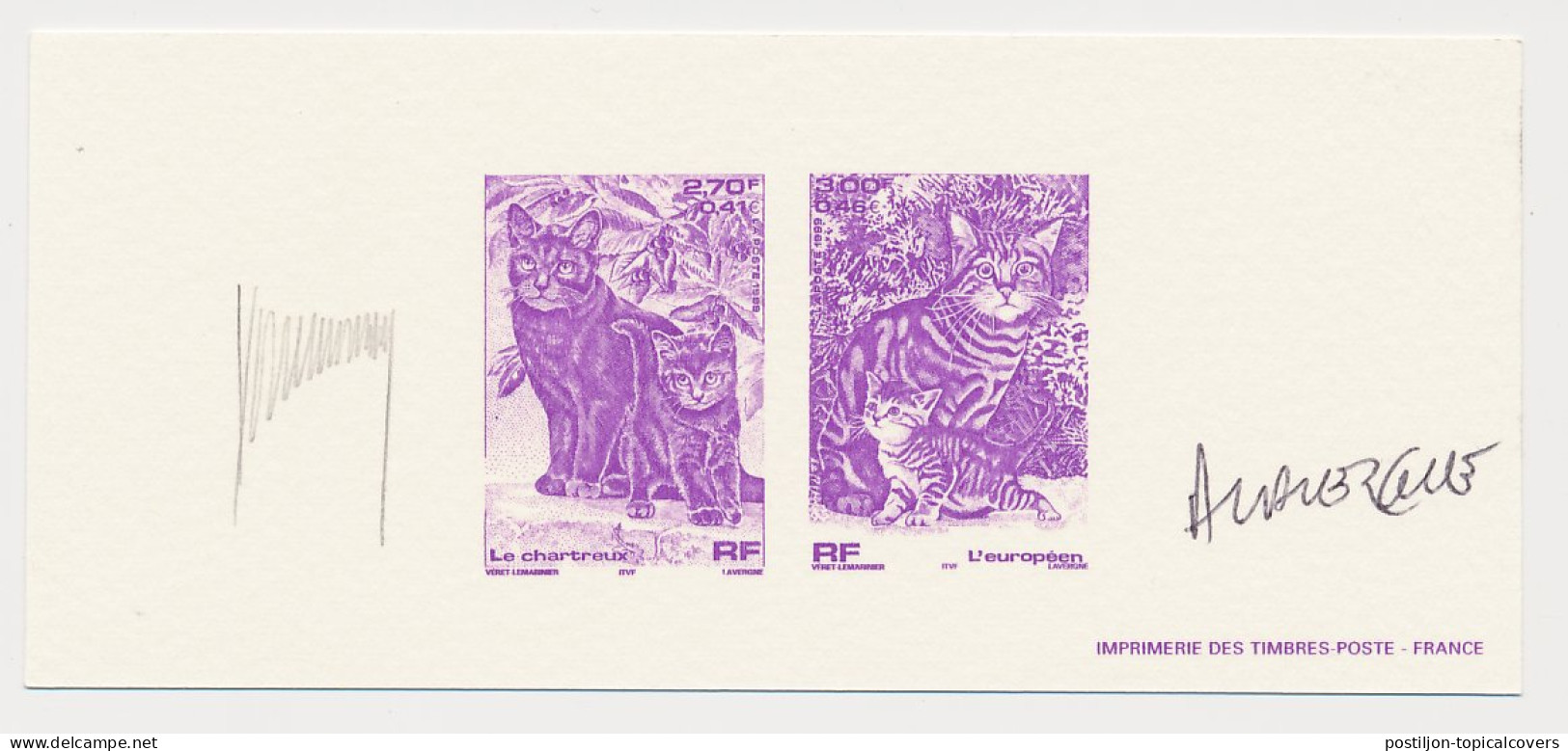 France 1999 - Epreuve / Proof Signed By Engraver Cat - Pet - Autres & Non Classés