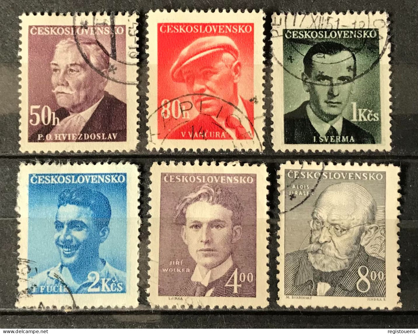 Lot De 6 Timbres Oblitérés Tchécoslovaquie 1949 - Used Stamps