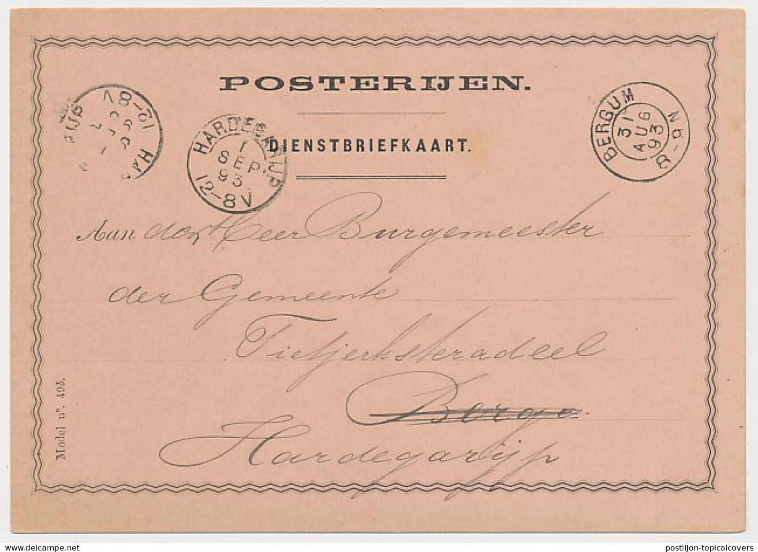 Kleinrondstempel Bergum 1893 - Zonder Classificatie