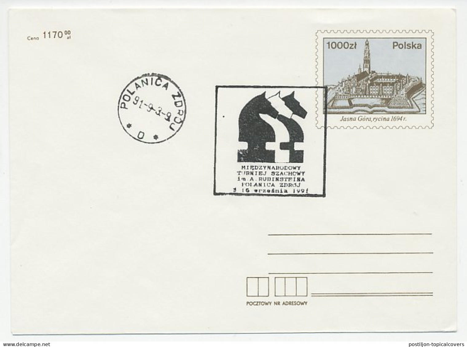 Cover / Postmark Poland 1991 Chess - Zonder Classificatie