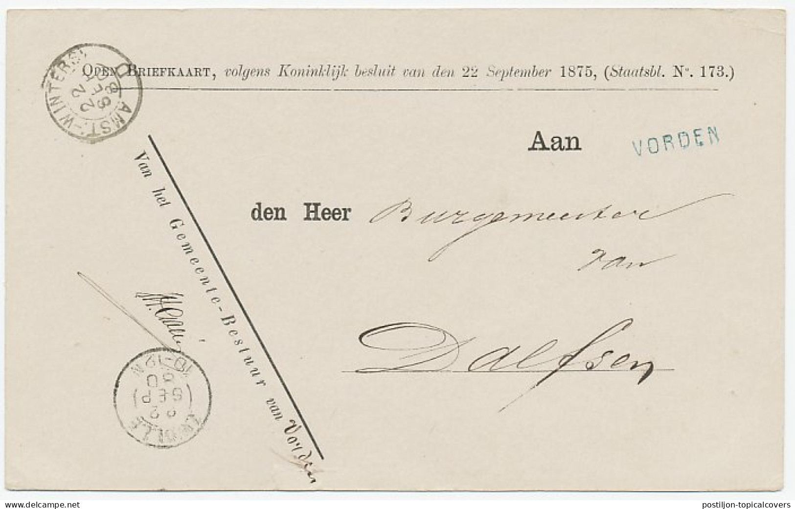 Naamstempel Vorden 1880 - Briefe U. Dokumente