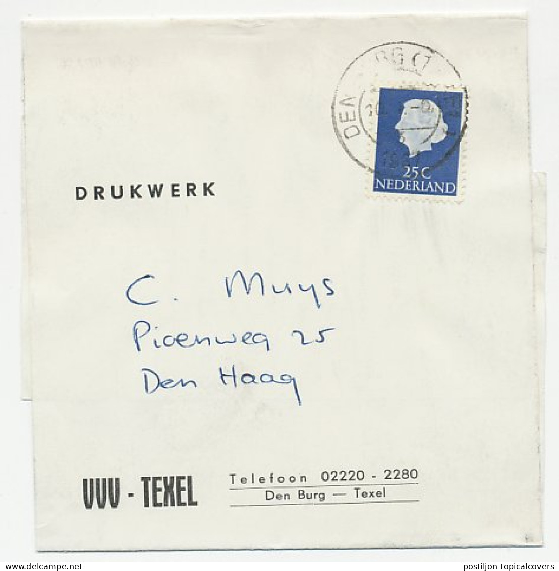 Em. Juliana Drukwerk Wikkel Texel - Den Haag 1967 - Sin Clasificación