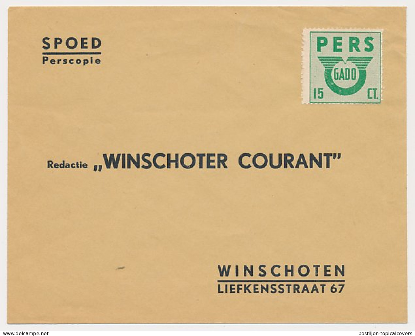 Winschoten - Pers Bus Brief GADO 15 CT.  - Non Classificati