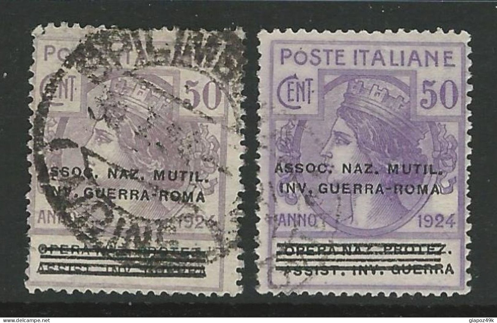 ● ITALIA REGNO 1924 ֍ N. 74 Usati AUTENTICI ● Cat. 160 € ● Varietà Colore ● ENTI PARASTATALI ● Lotto N. 1760 ● - Franchise