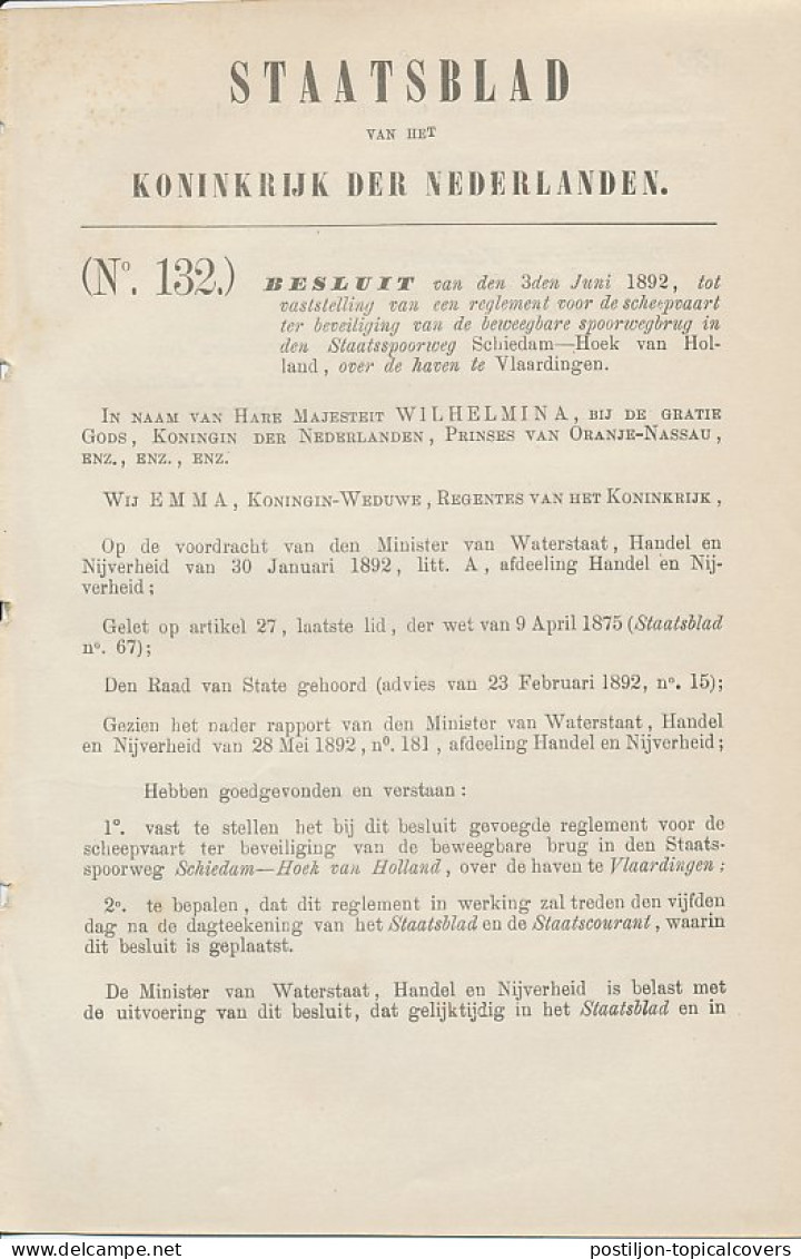 Staatsblad 1892 : Beveiliging Spoorwegbrug Schiedam - Historical Documents