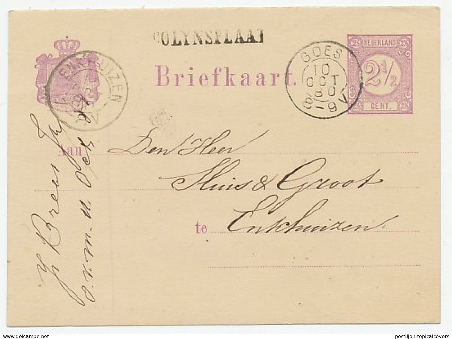 Naamstempel Colynsplaat 1880 - Briefe U. Dokumente