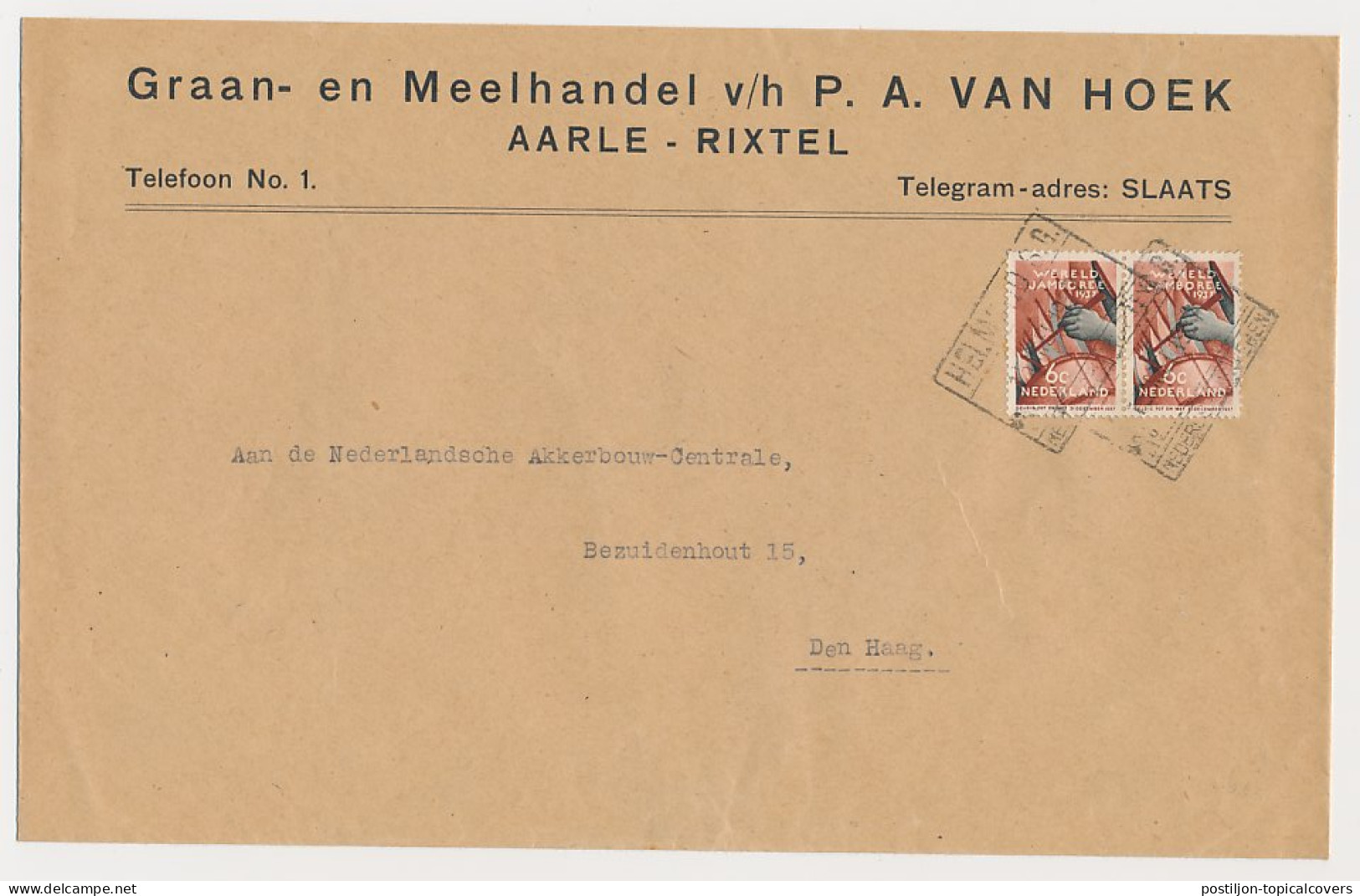 Spoorweg Poststuk Helmond - S Gravenhage 1937 - Zonder Classificatie