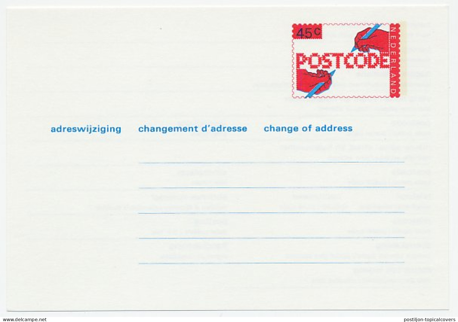 Verhuiskaart G. 45 - Material Postal