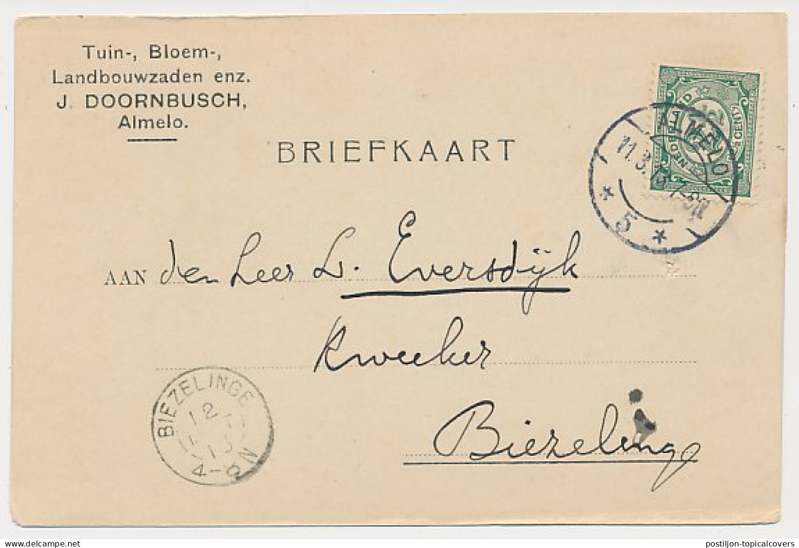 Firma Briefkaart Almelo 1913 - Tuin- Bloem- Landbouwzaden - Unclassified