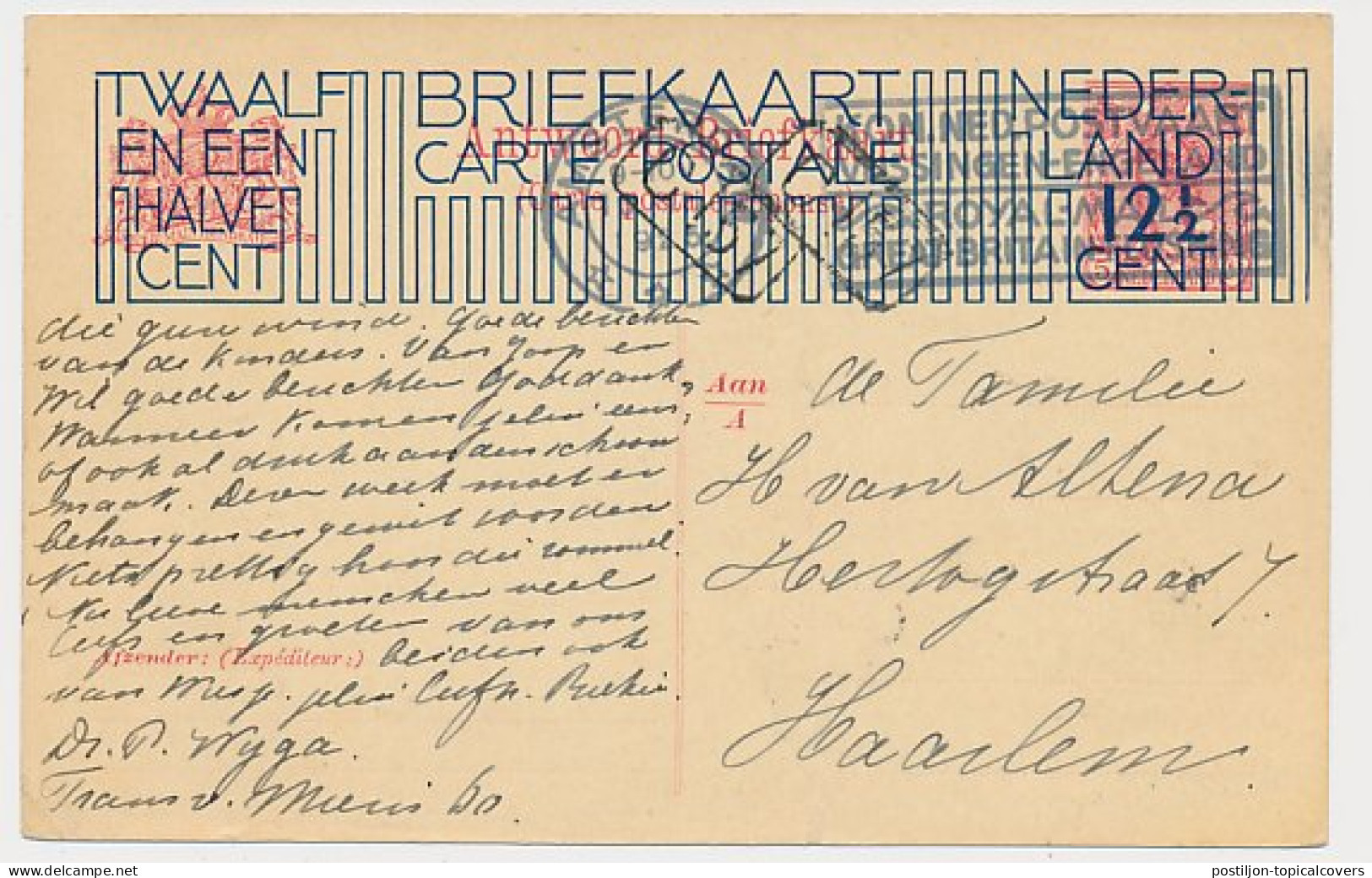 Briefkaart G. 204 B Amsterdam - Haarlem 1925 - Postwaardestukken
