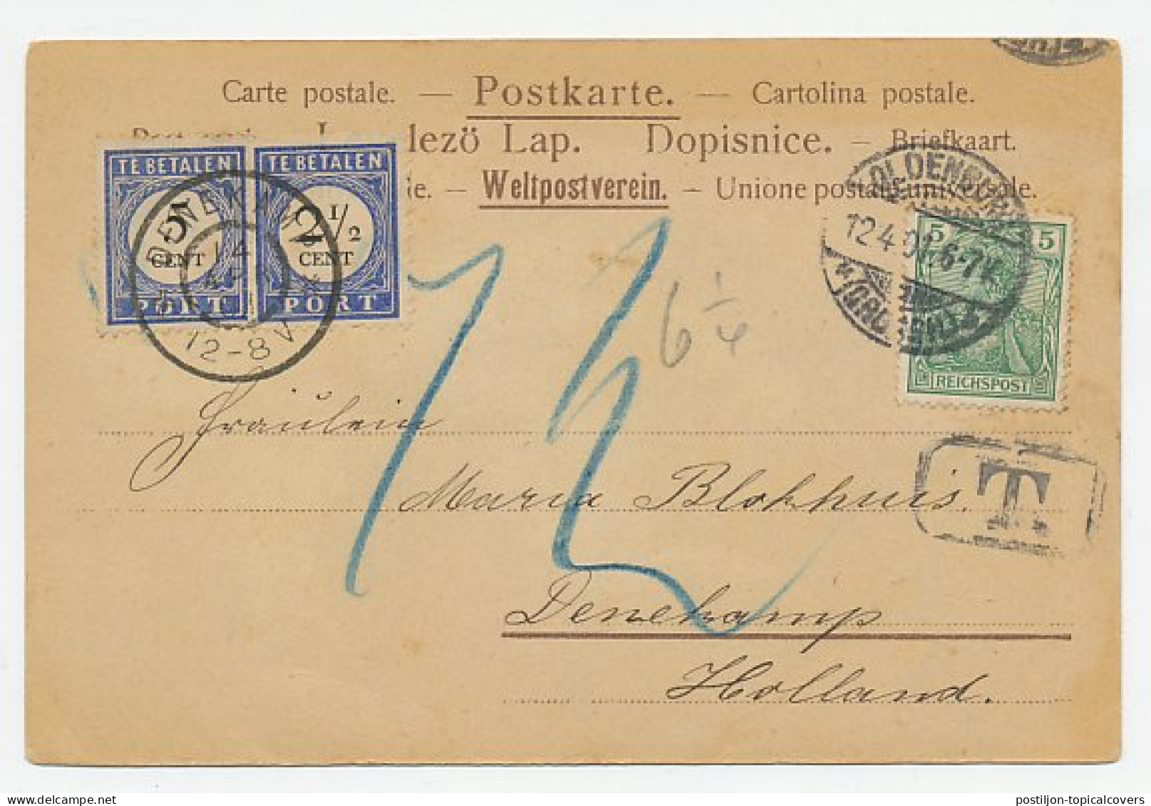 Em. Port 1894 Oldenburg Duitsland - Denekamp - Non Classés