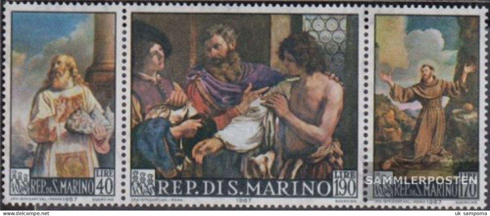 San Marino 887-889 Triple Strip (complete Issue) Unmounted Mint / Never Hinged 1967 Giovanni Francesco Barbieri - Ongebruikt