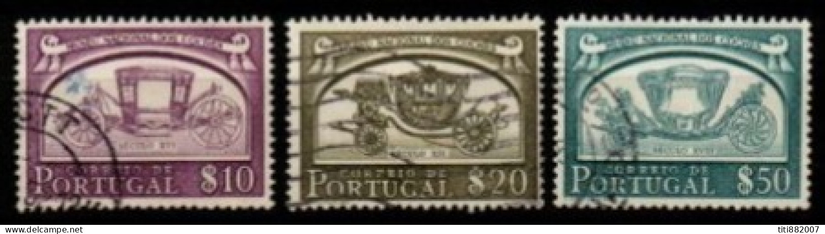 PORTUGAL     -    1952 .  Y&T N° 752 / 754 Oblitérés .   Carrosses - Used Stamps