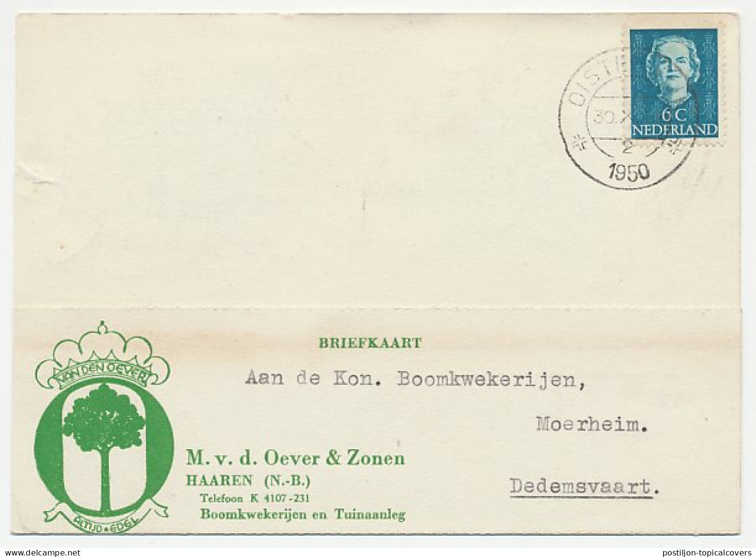 Firma Briefkaart Haaren 1950 - Boomkwekerij - Non Classés