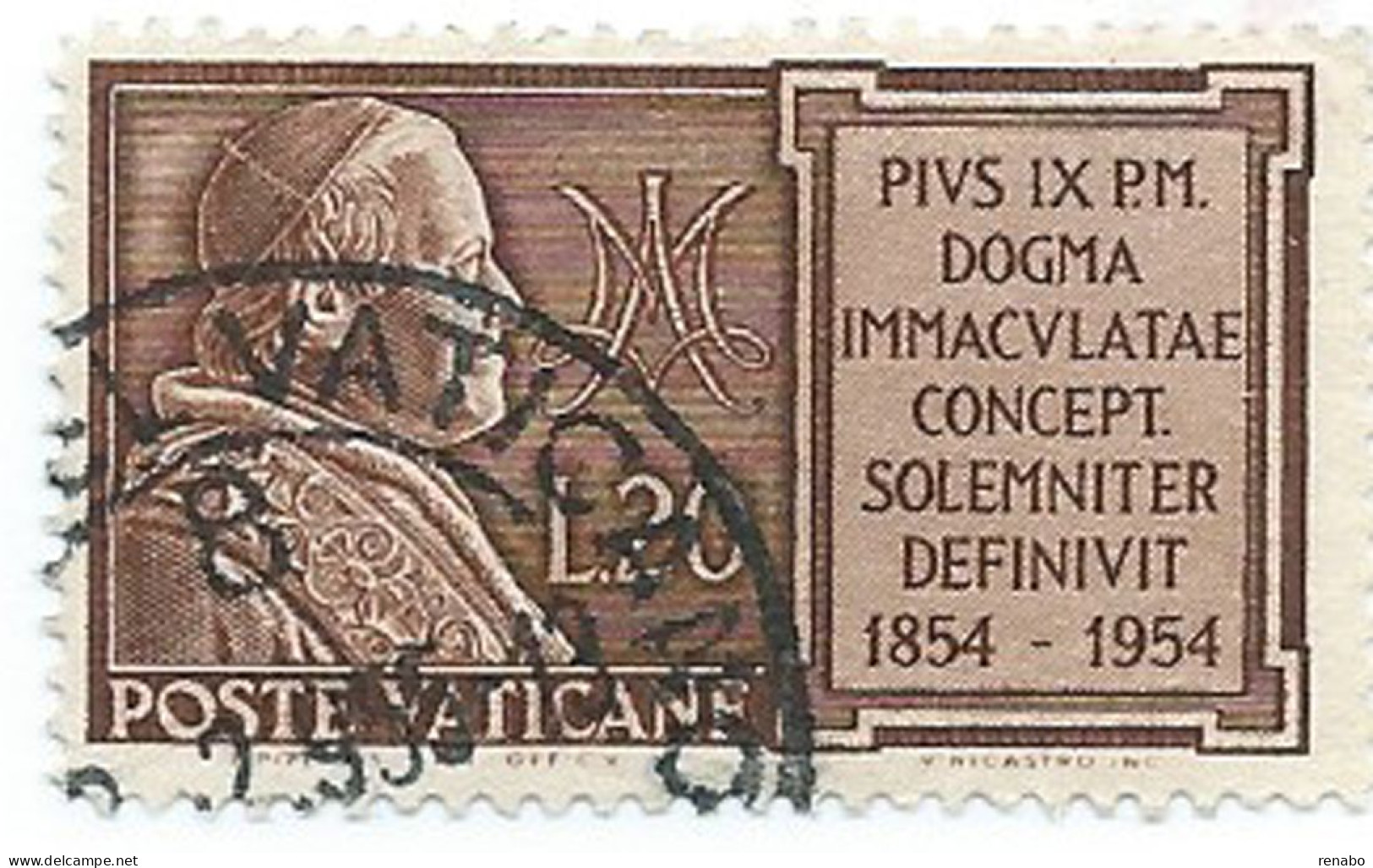Vaticano 1954 ; Anno Mariano E Dogma Dell' Immacolata: L. 20 Usato - Used Stamps