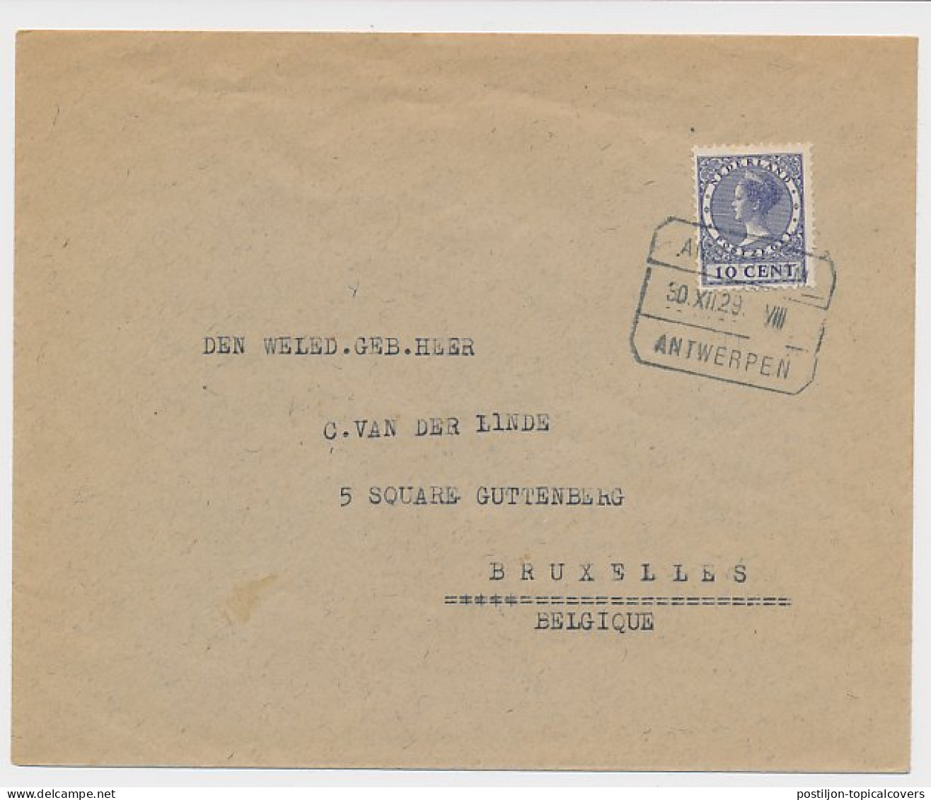 Treinblokstempel : Amsterdam - Antwerpen VIII 1929 - Ohne Zuordnung