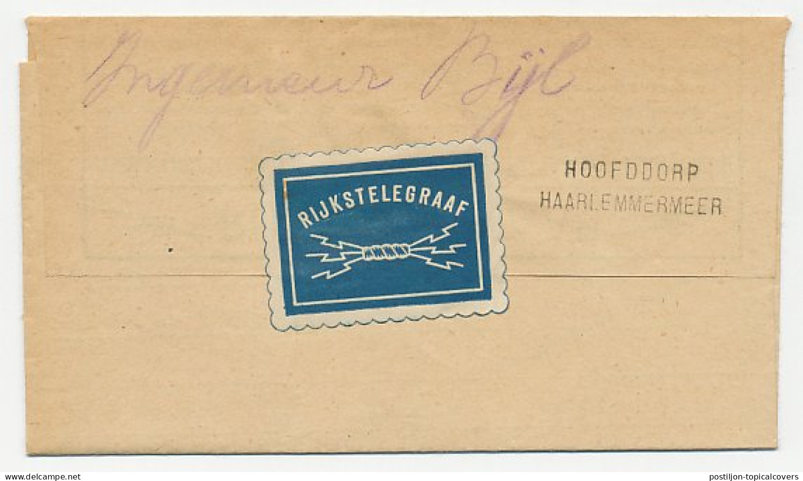 Telegram Nijmegen - Hoofddorp Haarlemmermeer 1923 - Unclassified