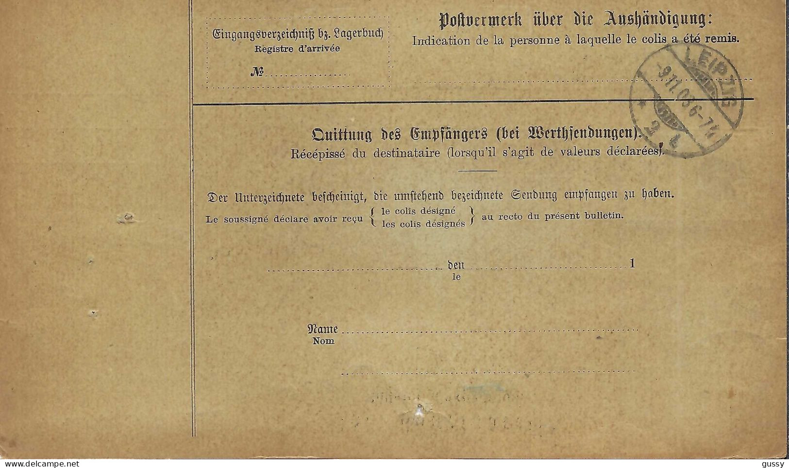 ALLEMAGNE Ca.1903: Bulletin D'Expédition CR De Chemnitz Pour Genève (Suisse) - Lettres & Documents