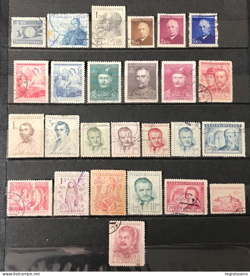 Lot De 26 Timbres Oblitérés Tchécoslovaquie 1947 / 1949 - Used Stamps