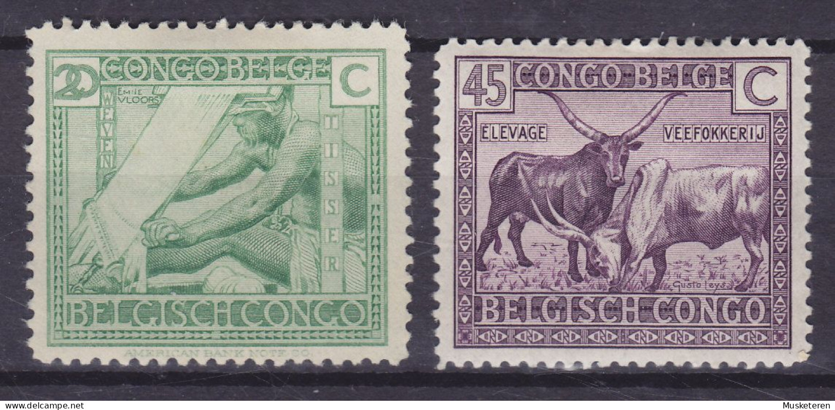 Belgian Congo 1925/27 Mi. 84, 86, Weber, Watussi-Rinder, MH* (2 Scans) - Unused Stamps