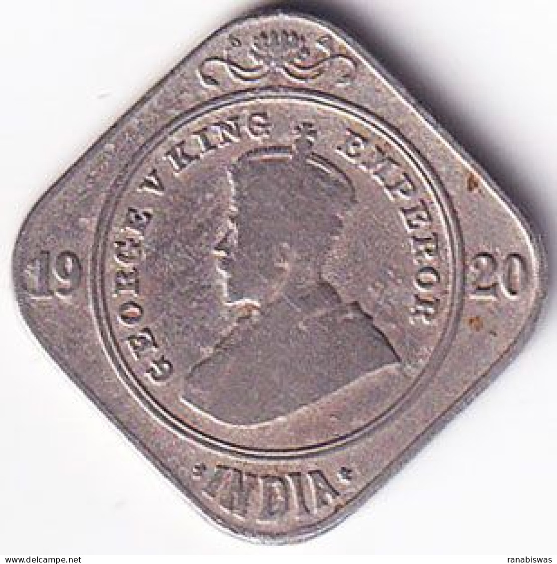INDIA COIN LOT 174, 2 ANNAS 1920, CALCUTTA MINT, XF, RARE - Indien