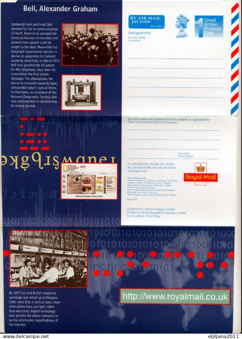 Great Britain - GB / UK, QEII 1997 ⁕ BY AIR MAIL Aerogramme, Royal Mail, Bell, Alexander Graham ⁕ Unused Cover - Stamped Stationery, Airletters & Aerogrammes