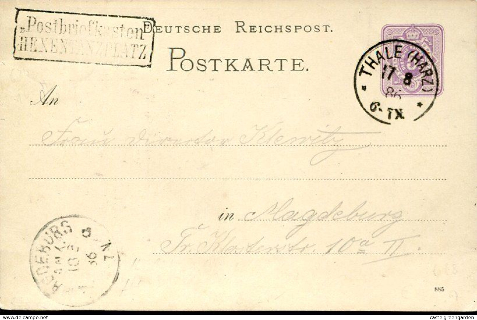 X0580 Germany R.,stationery Card 5pf.circuled 1886 Thale To Magdeburg,Hexen, Zauberer, Dämonen,witches, Wizards, Demons - Cartes Postales