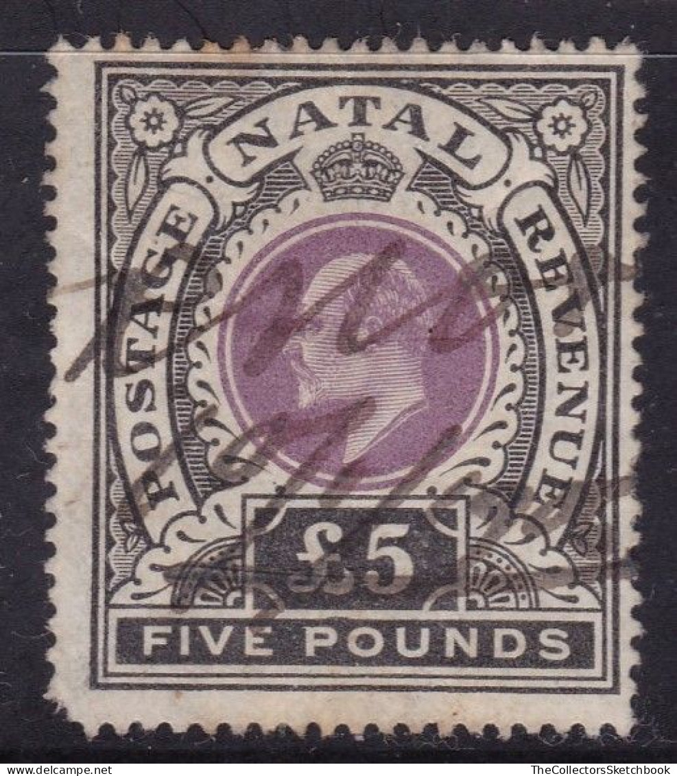 Natal EV11 High Value £5 Fiscally Used, Spacefiller. - Revenue Stamps