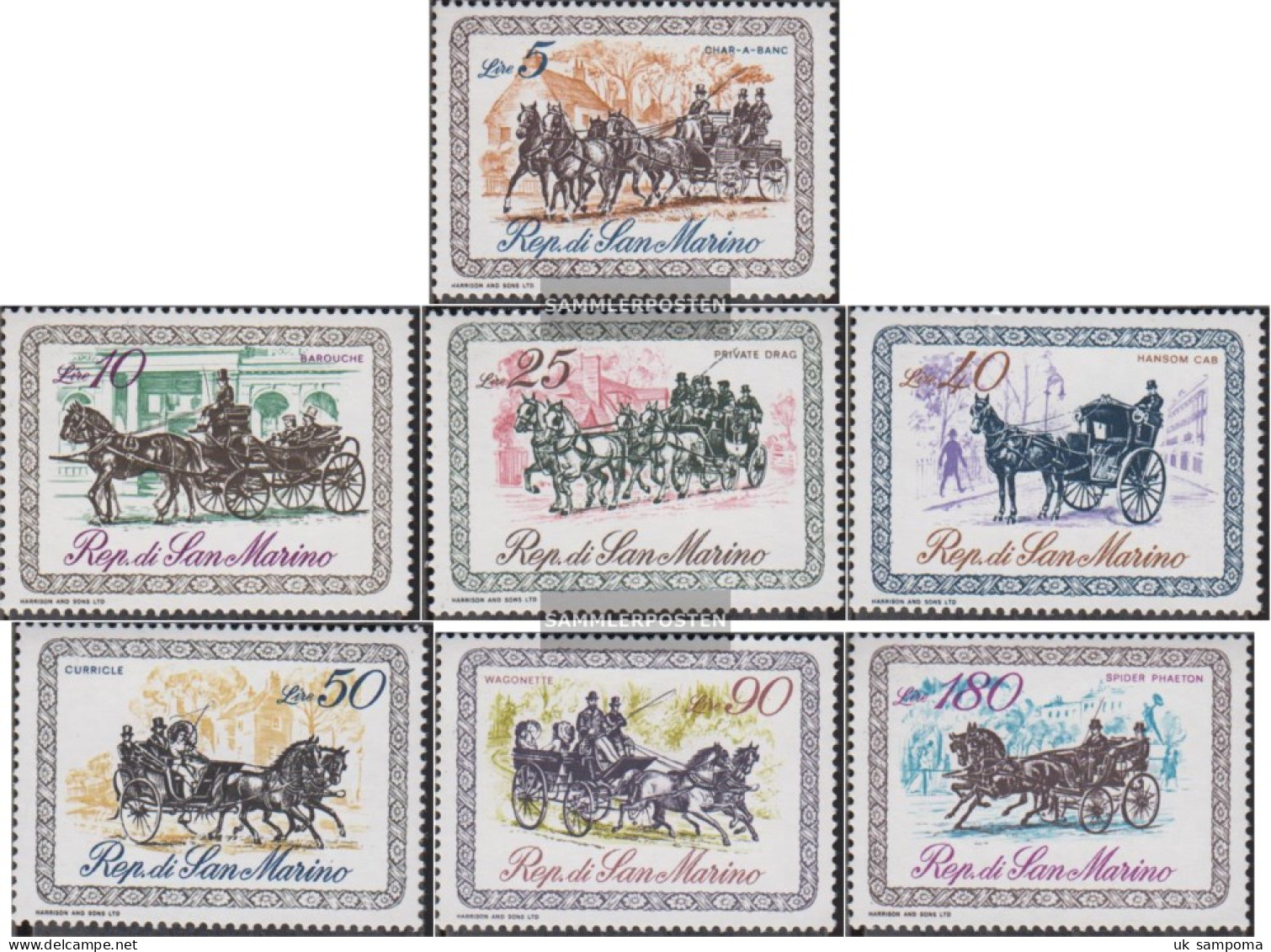 San Marino 929-935 (complete Issue) Unmounted Mint / Never Hinged 1969 Carriages - Unused Stamps