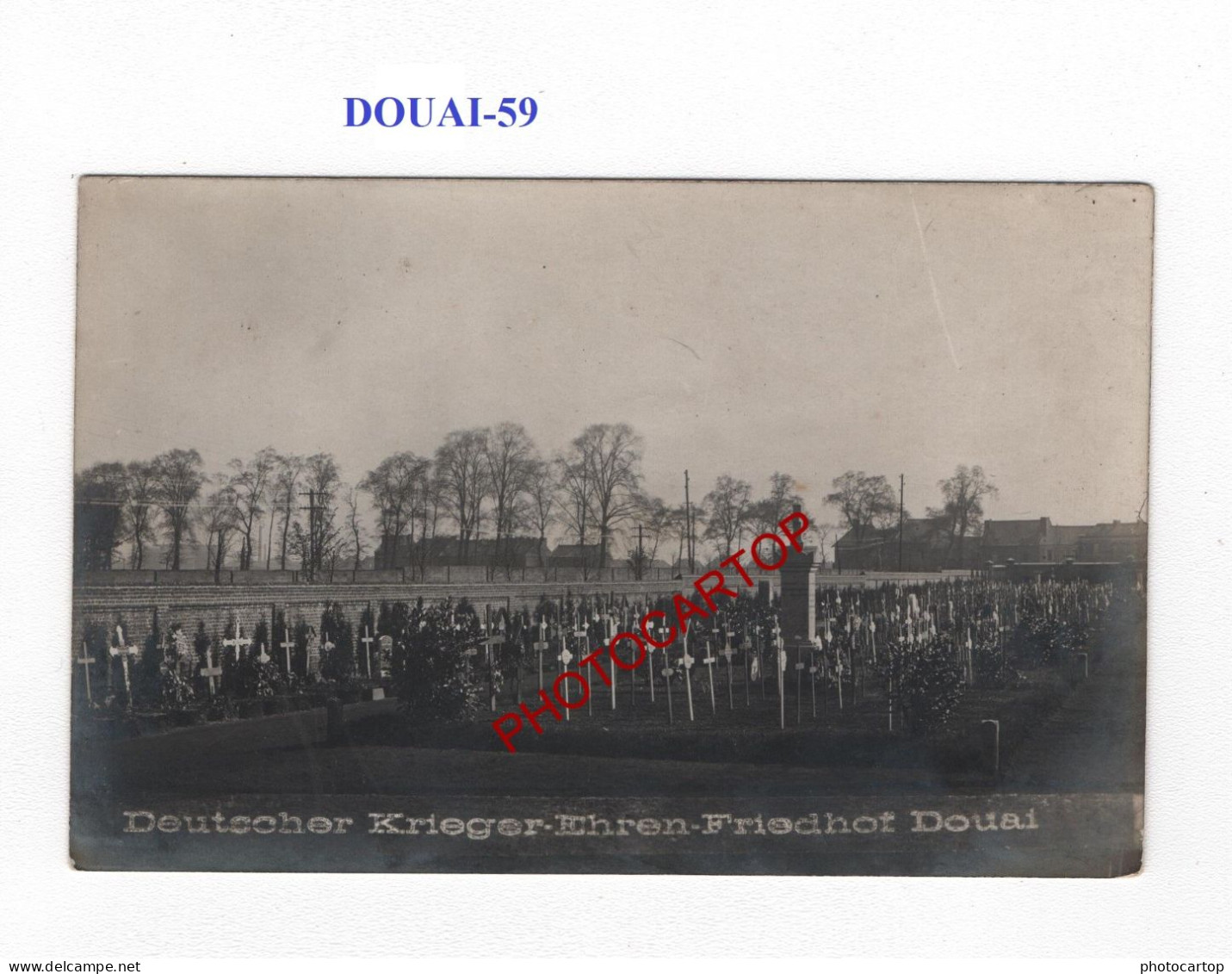 DOUAI-59-Tombes-Cimetiere-CARTE PHOTO Allemande-GUERRE 14-18-1 WK-MILITARIA- - Soldatenfriedhöfen