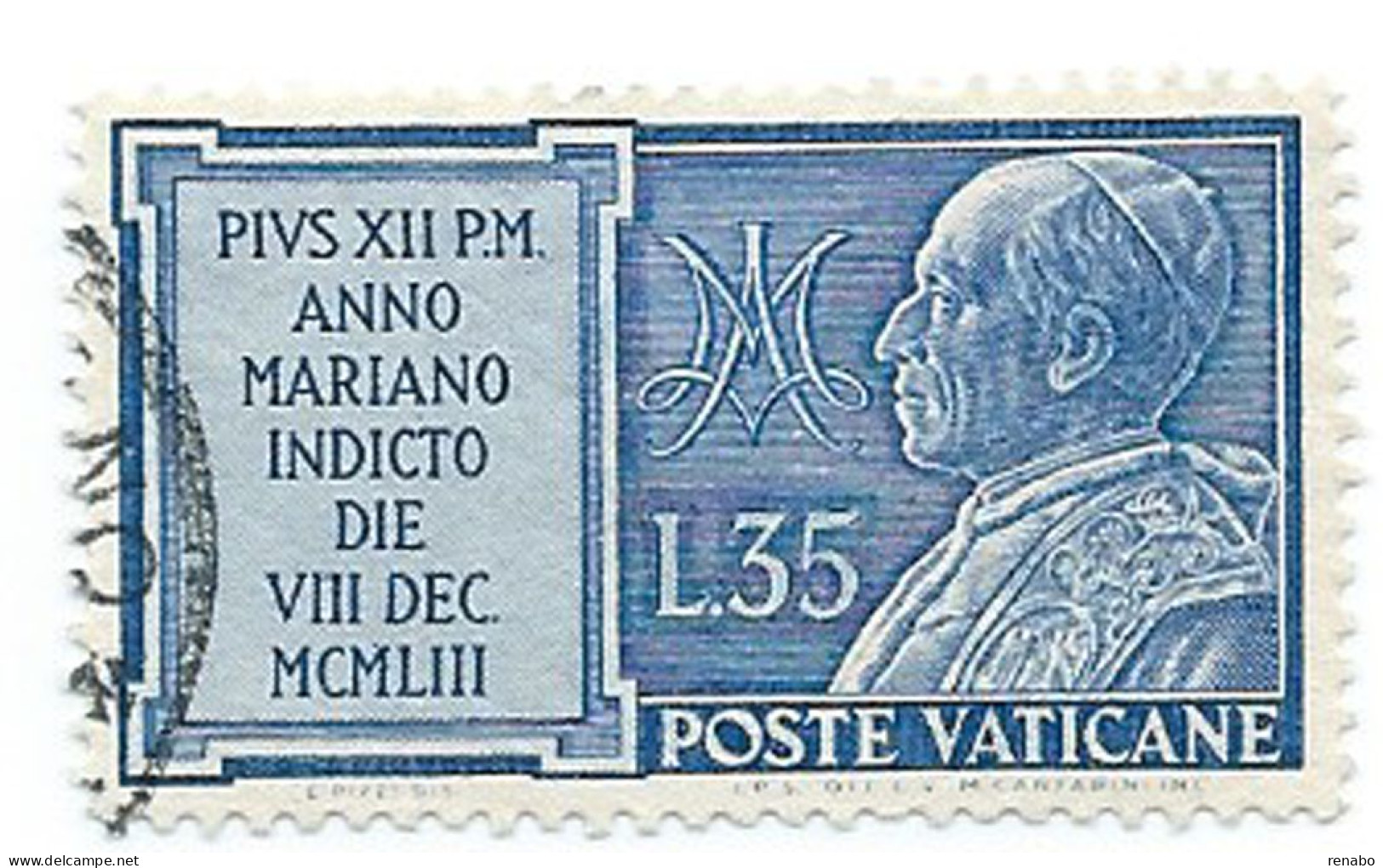 Vaticano 1954 ; Anno Mariano E Dogma Dell' Immacolata: L. 35 Usato - Oblitérés