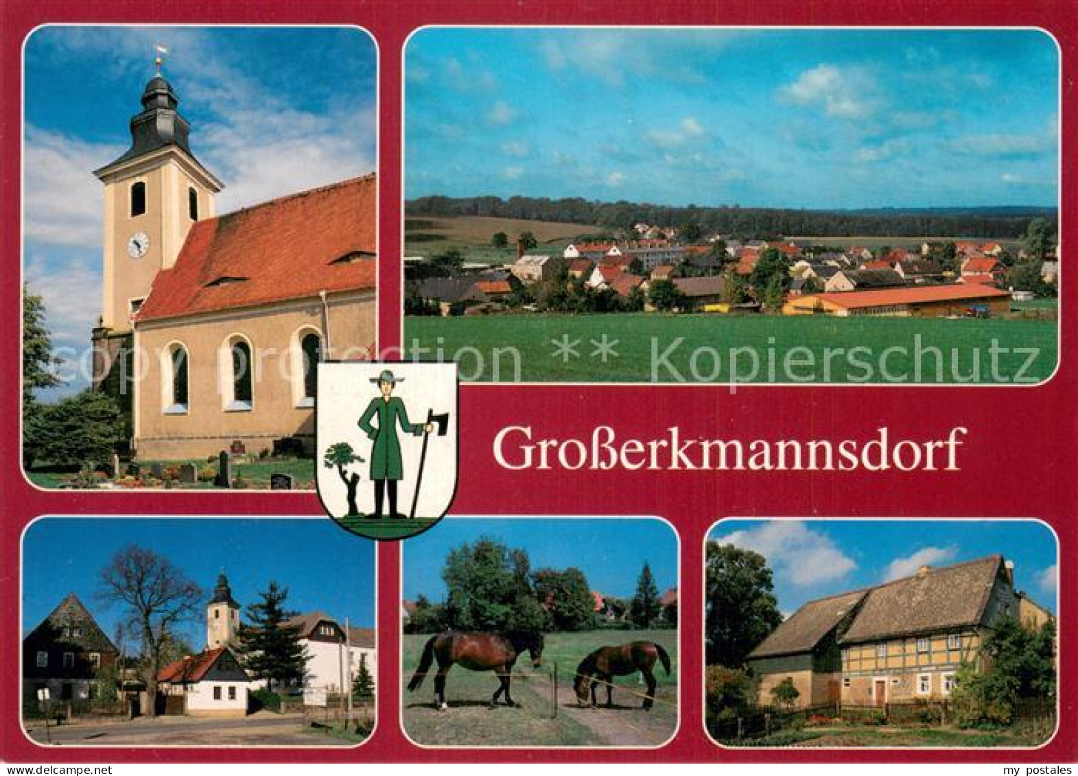 73757786 Grosserkmannsdorf Teilansichten Kirche Pferde Grosserkmannsdorf - Autres & Non Classés