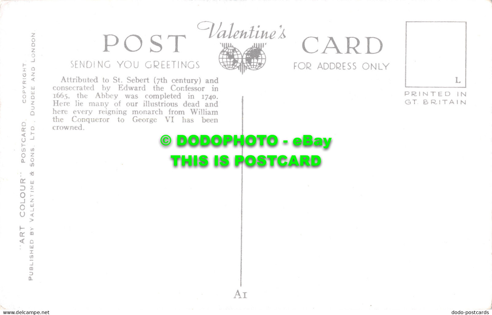 R466342 London. Westminster Abbey. Valentine. Art Colour - Other & Unclassified