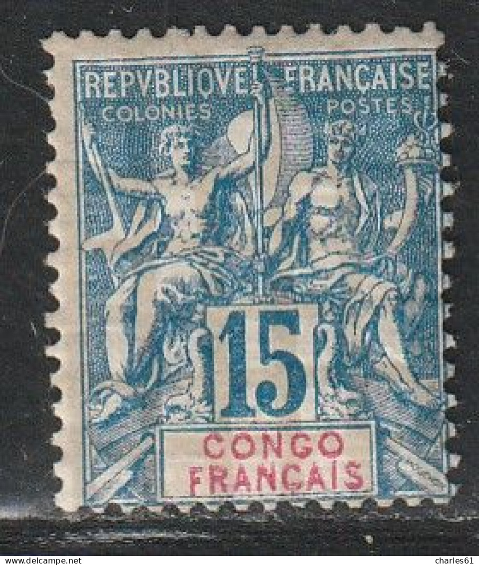 CONGO - N°17 * (1892) 15c Bleu - Unused Stamps