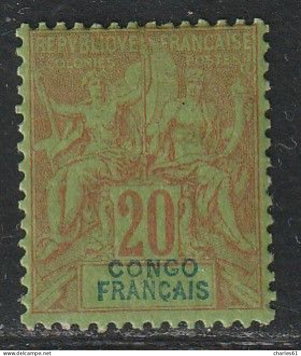 CONGO - N°18 * (1892) 20c Brique Sur Vert - Unused Stamps