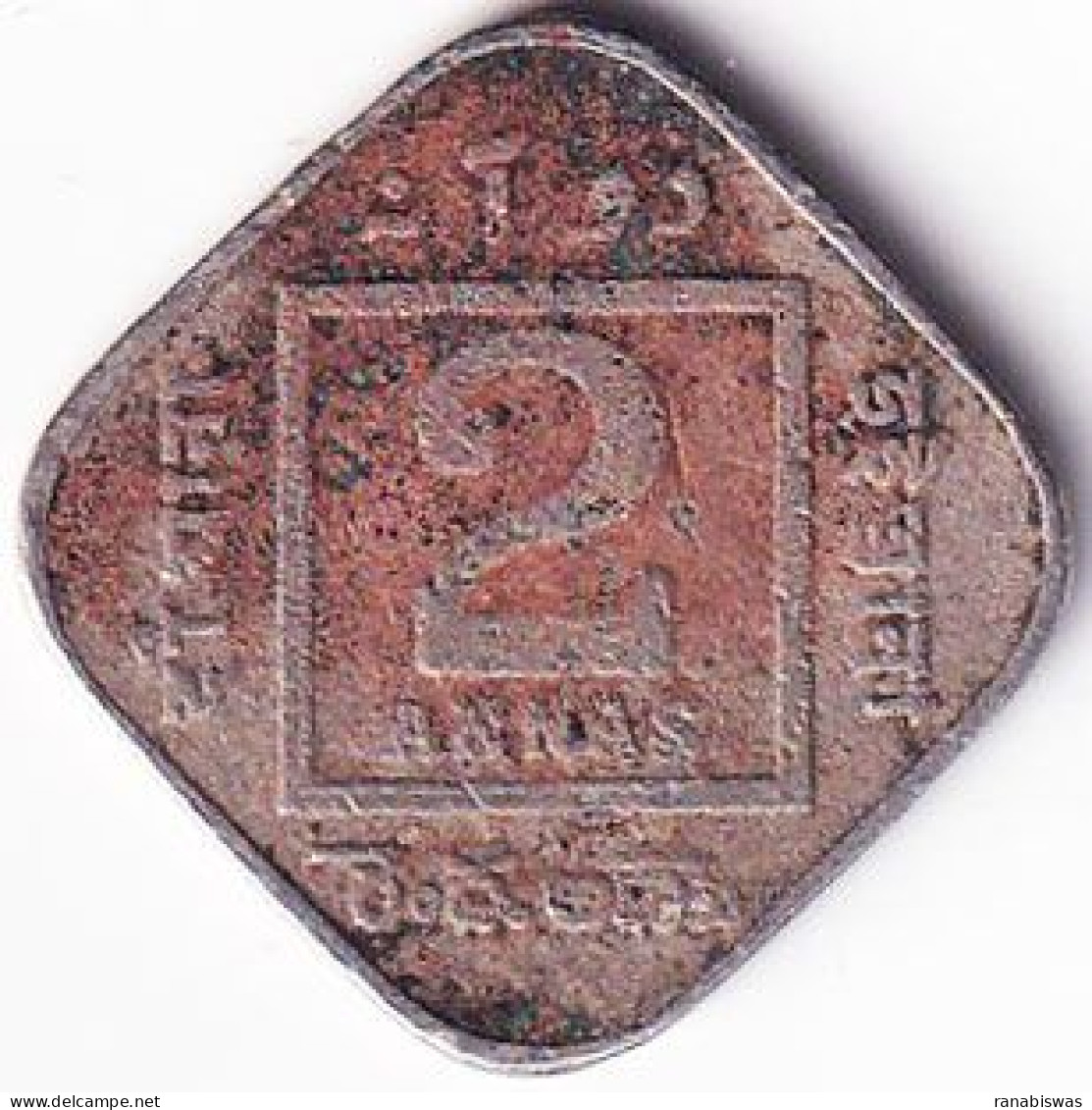 INDIA COIN LOT 177, 2 ANNAS 1919, CALCUTTA MINT, VF, SCARE - India