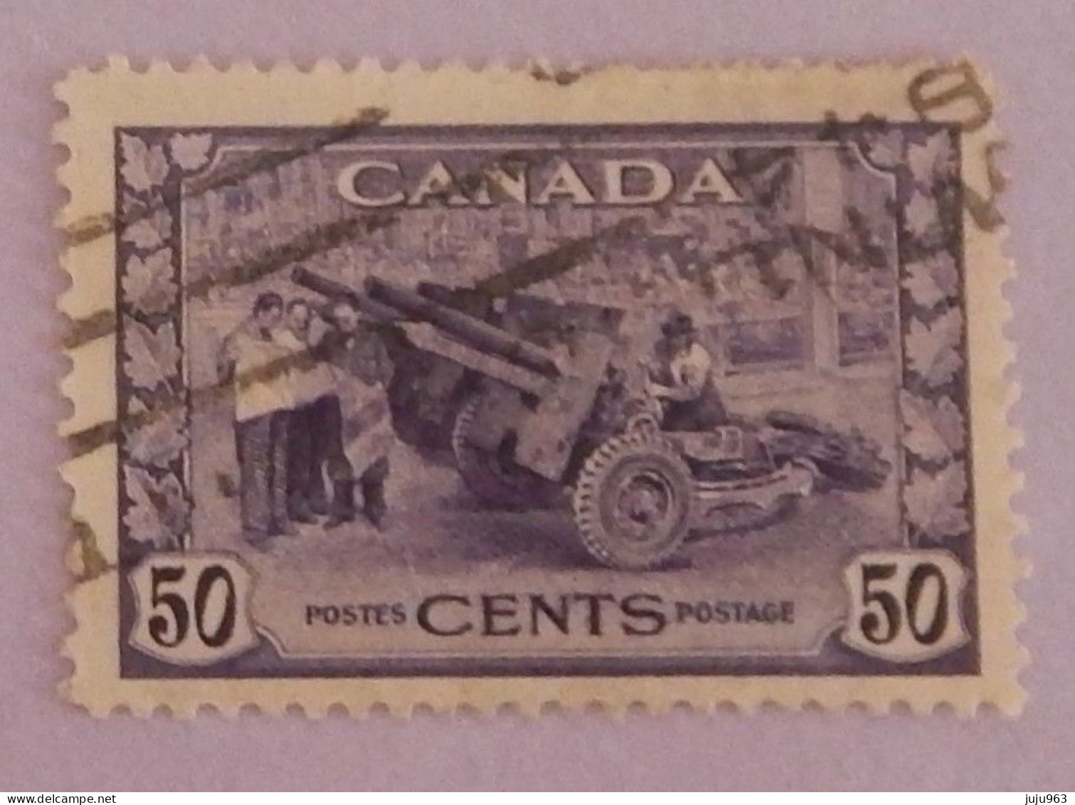 CANADA YT 217 OBLITERE "PIECE D ARTILLERIE" ANNÉES 1943/1946 - Gebraucht