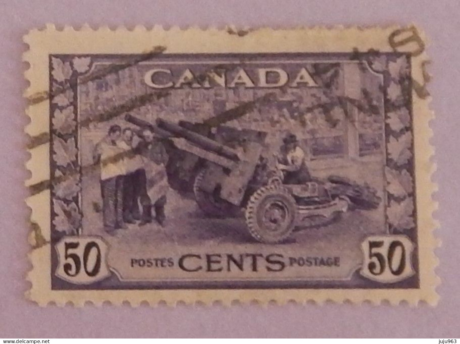 CANADA YT 217 OBLITERE "PIECE D ARTILLERIE" ANNÉES 1943/1946 - Oblitérés