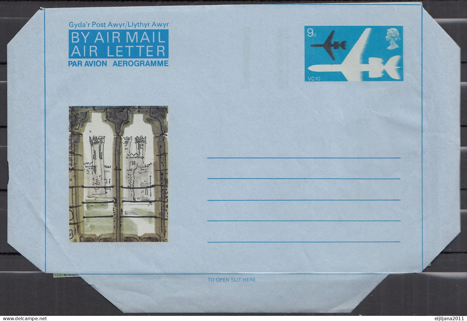 Great Britain - GB / UK, QEII 1969 ⁕ 9d BY AIR MAIL Aerogramme, Air Letter ⁕ Unused Cover - Stamped Stationery, Airletters & Aerogrammes