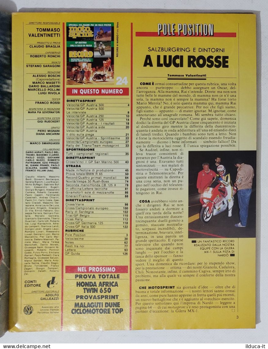 60520 Motosprint 1988 A. XIII N. 24 - Gilera MX-1 + POSTER - Engines