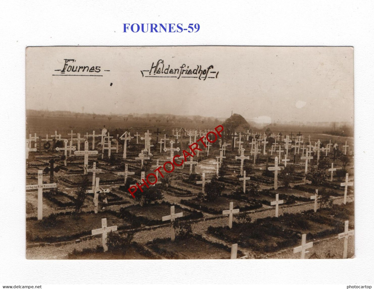 FOURNES-59-Tombes-Cimetiere-CARTE PHOTO Allemande-GUERRE 14-18-1 WK-MILITARIA- - Cimetières Militaires