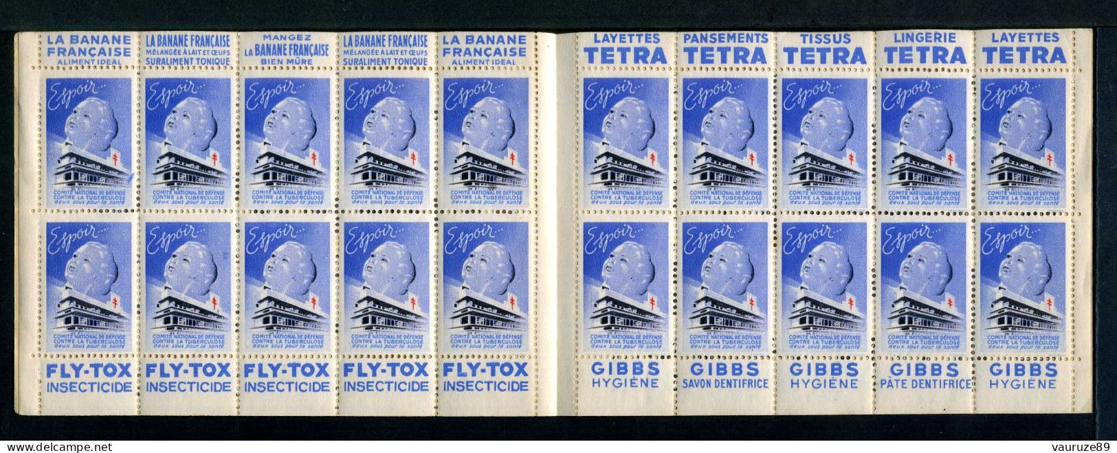 Carnet De 1939  - Tuberculose - Antituberculeux - N° 39D*SI*47  BANANE-SIMMONS-TETRA-LOTERIE-FLY TOX-GIBBS - Blocks Und Markenheftchen