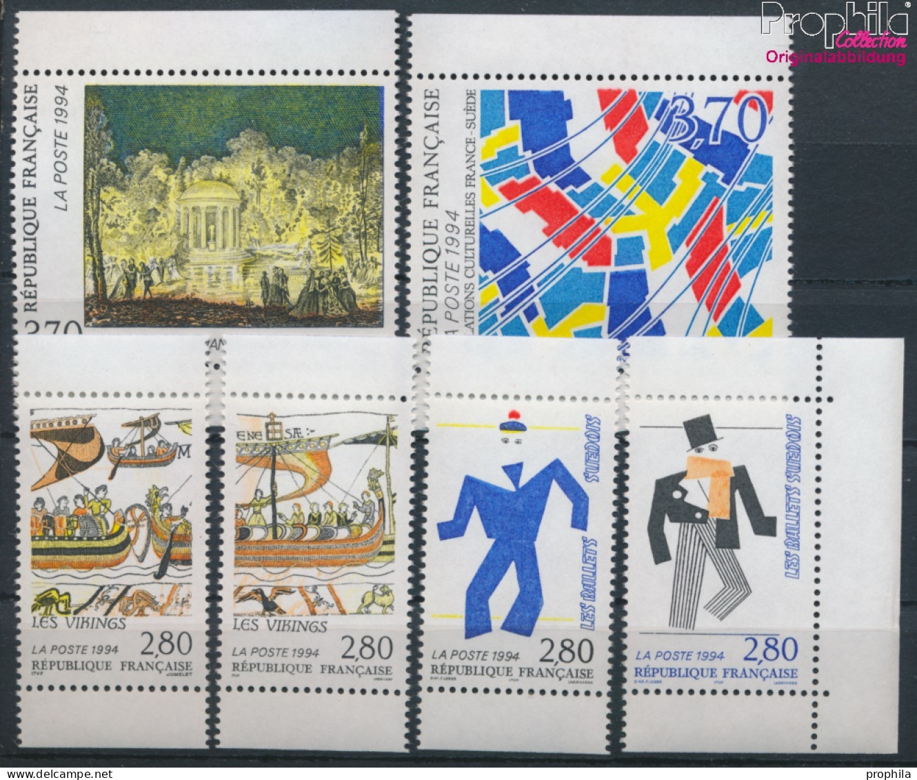 Frankreich 3012-3017 (kompl.Ausg.) Postfrisch 1994 Frankreich-Schweden (10391223 - Unused Stamps